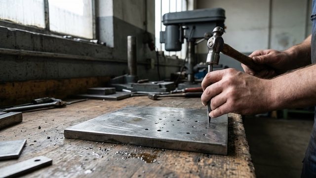 Разметка отверстия под сверление: базы, межцентровые расстояния, кернение