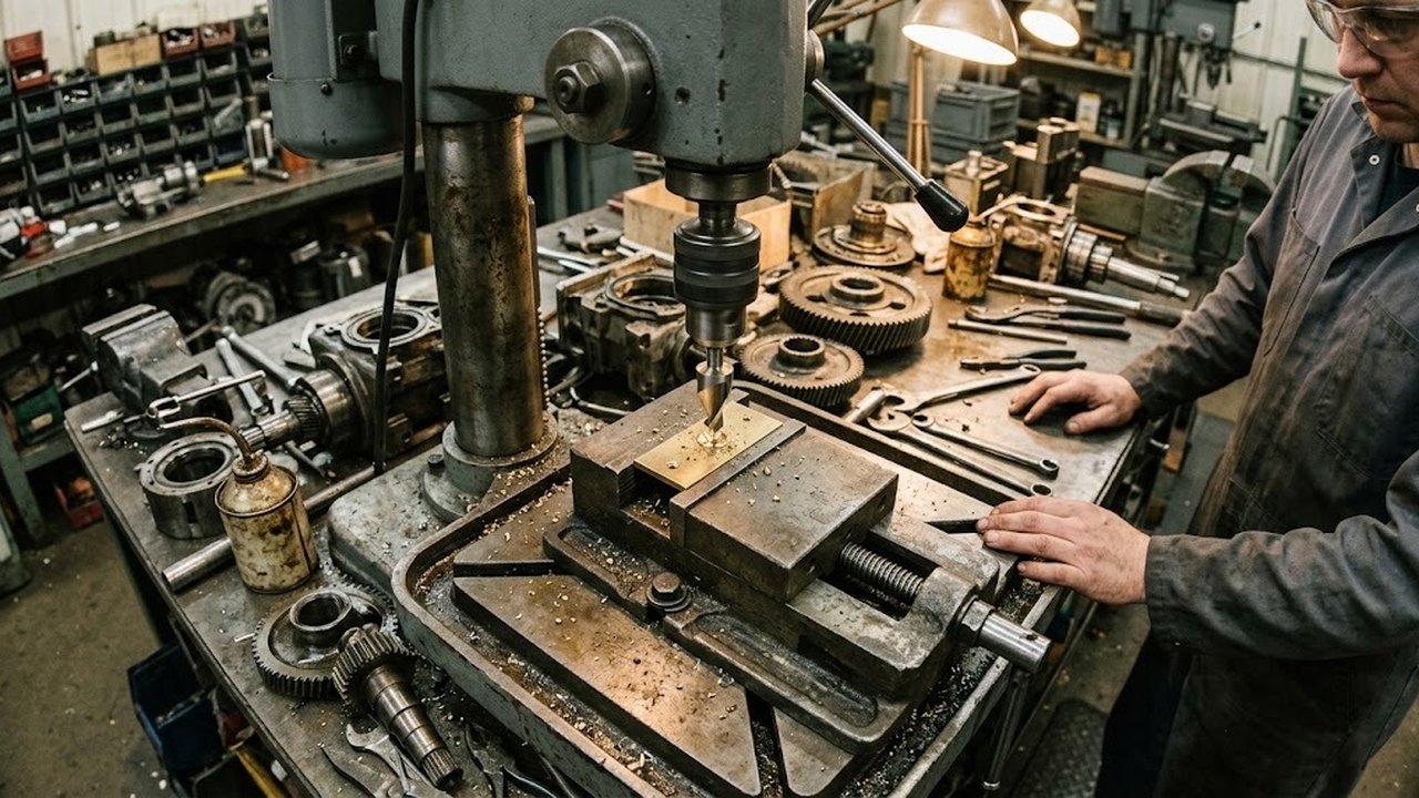 Зенковка под винты с потайной головкой на сверлильном станке